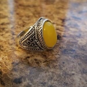 Boho yellow ring and earrings set